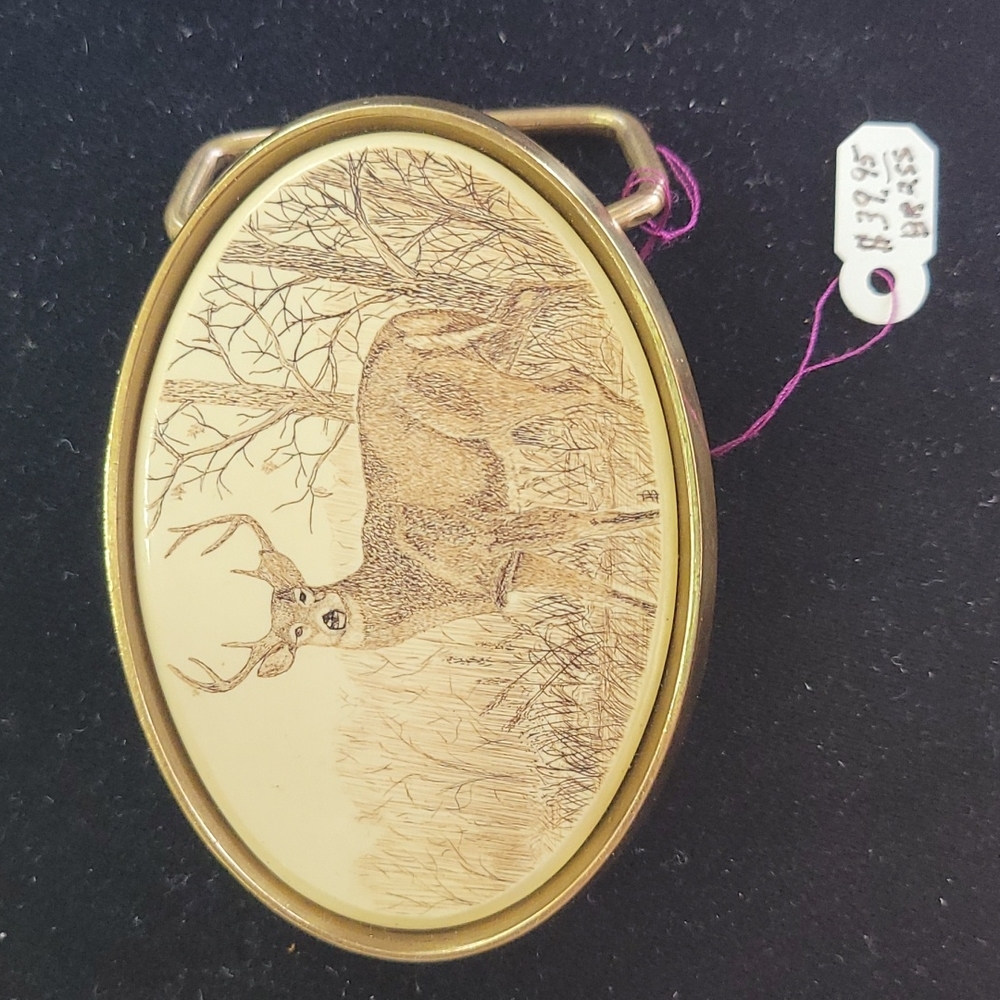 Barlow Deer Stag Brass Buckle